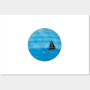 Sail boat on the ocean Posters and Art